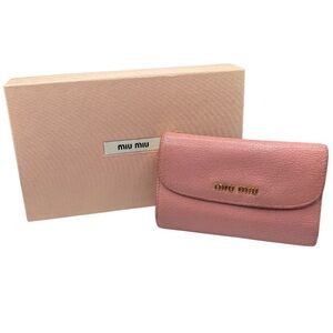Miu Miu Pink Madras Compact Wallet